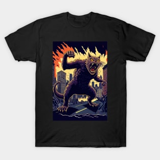 Giant Angry Cat attacking a city T-Shirt